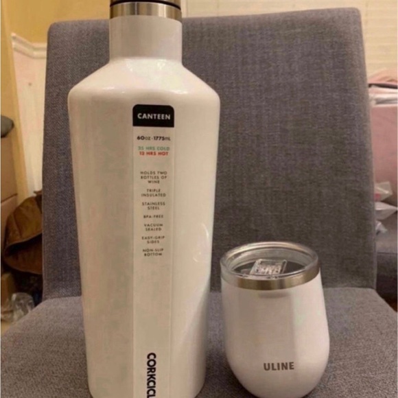 Other Brand New Uline Corkcicle Canteen Set 1 6 Oz 2 12 Oz Glasses Gloss White Poshmark